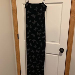 Authentic Vintage 90s Prom Velvet Butterfly Dress